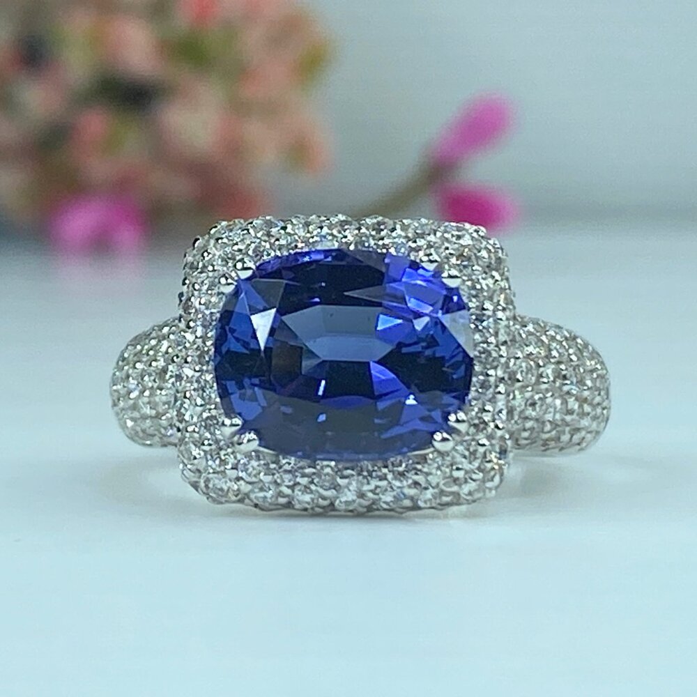 Appraised 11,975 18K 4.09ct Tanzanite 1.18ct G/Si1 Diamond ring s6.5 10.3g JR510